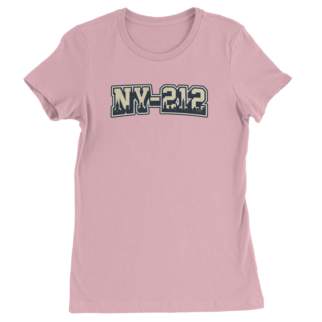 New York City 212 Area Code Skyline  Womens T-shirt Light Pink