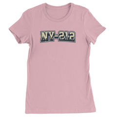 New York City 212 Area Code Skyline  Womens T-shirt Light Pink