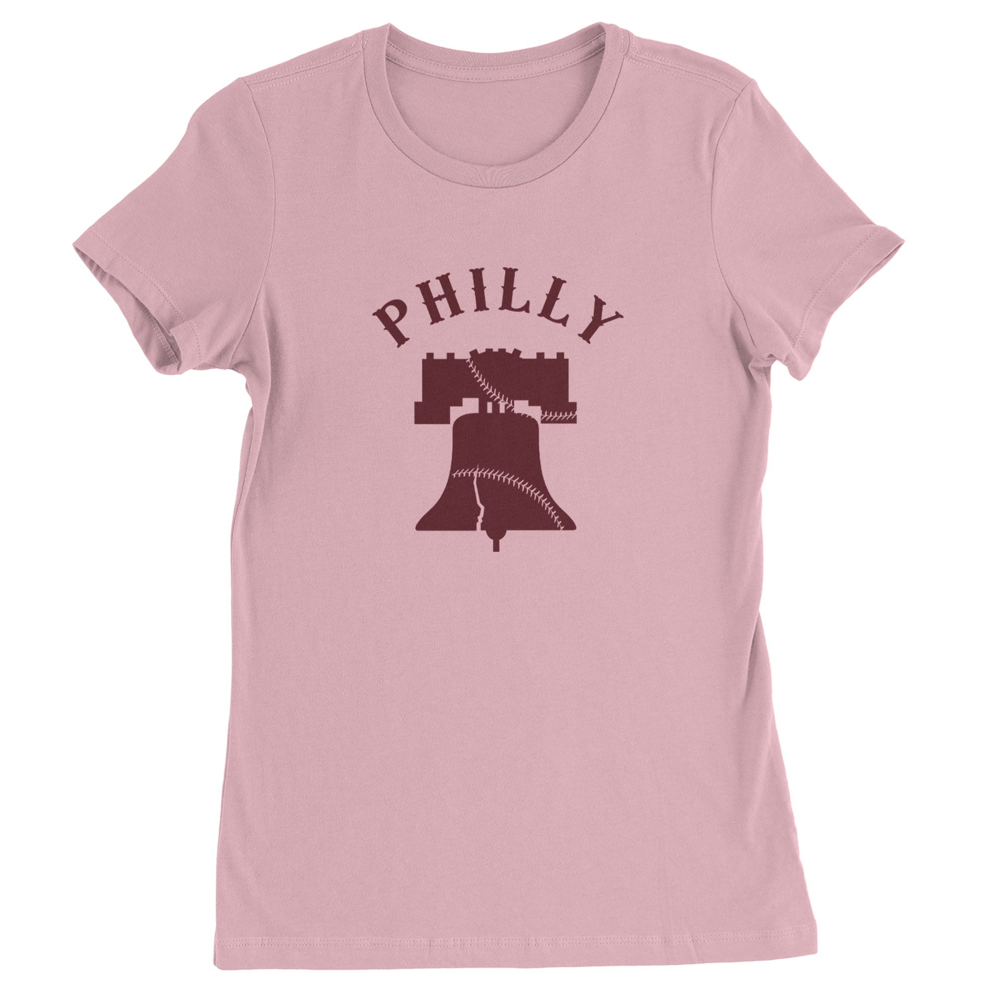Philly Cracked Liberty Bell Womens T-shirt Light Pink