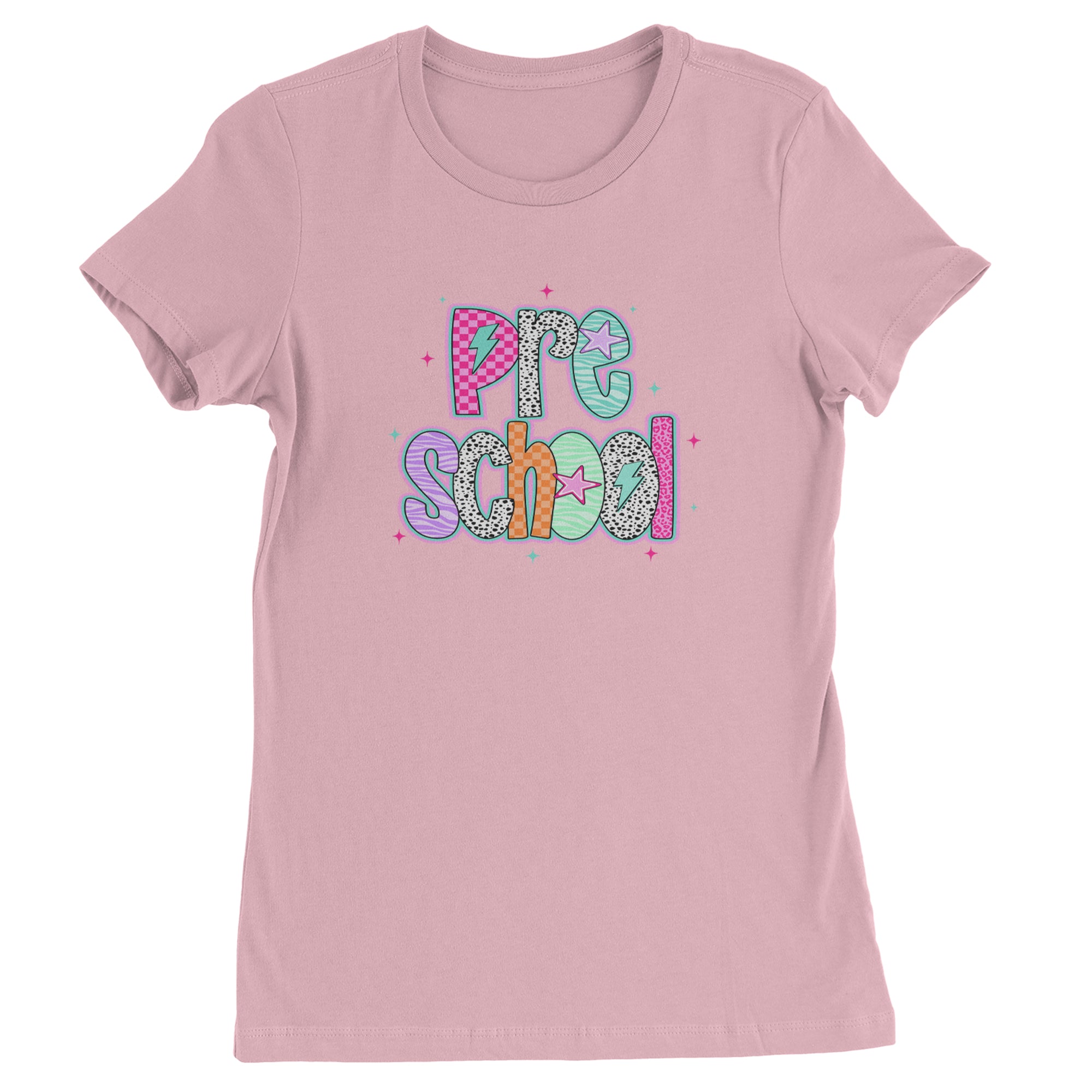 Preschool Power Colorful Back to School Womens T-shirt Light Pink