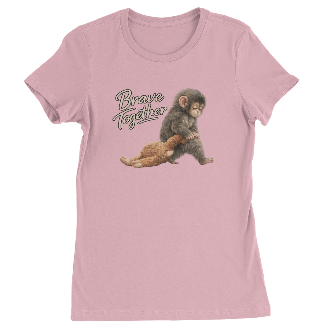 Punch Brave Together Stuffed Animal Womens T-shirt Light Pink