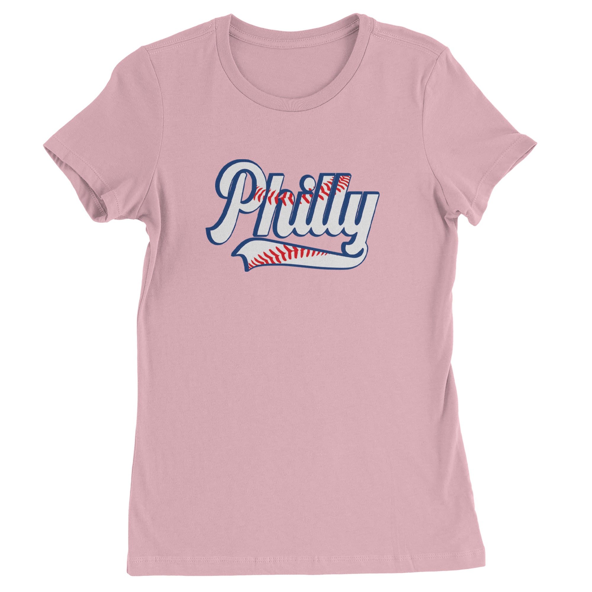 Philly Baseball Stitching Womens T-shirt Light Pink