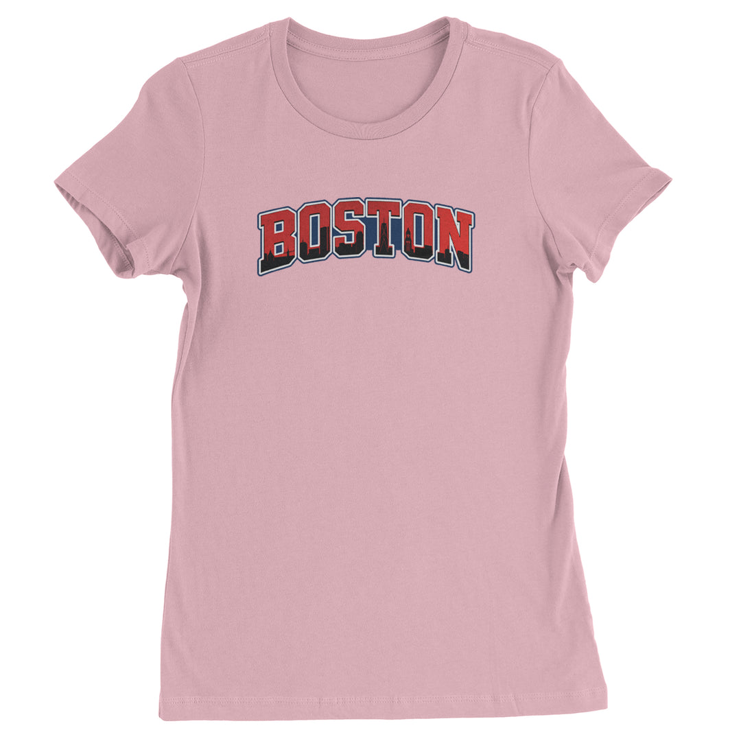 Boston City Pride Skyline Womens T-shirt Light Pink