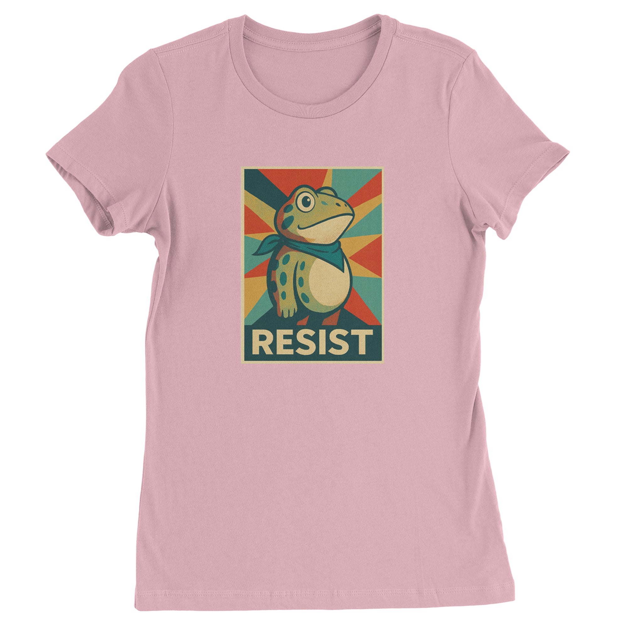 Resist Portland Protest Frog Womens T-shirt Light Pink