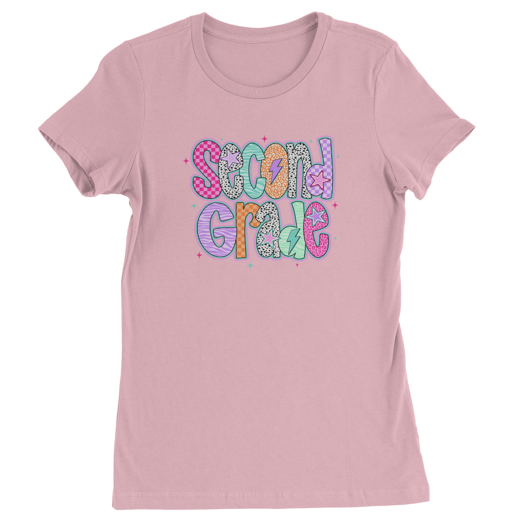 Second Grade Star Colorful Back to School Womens T-shirt Light Pink