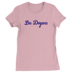 Los Doyers LA Baseball Womens T-shirt Light Pink