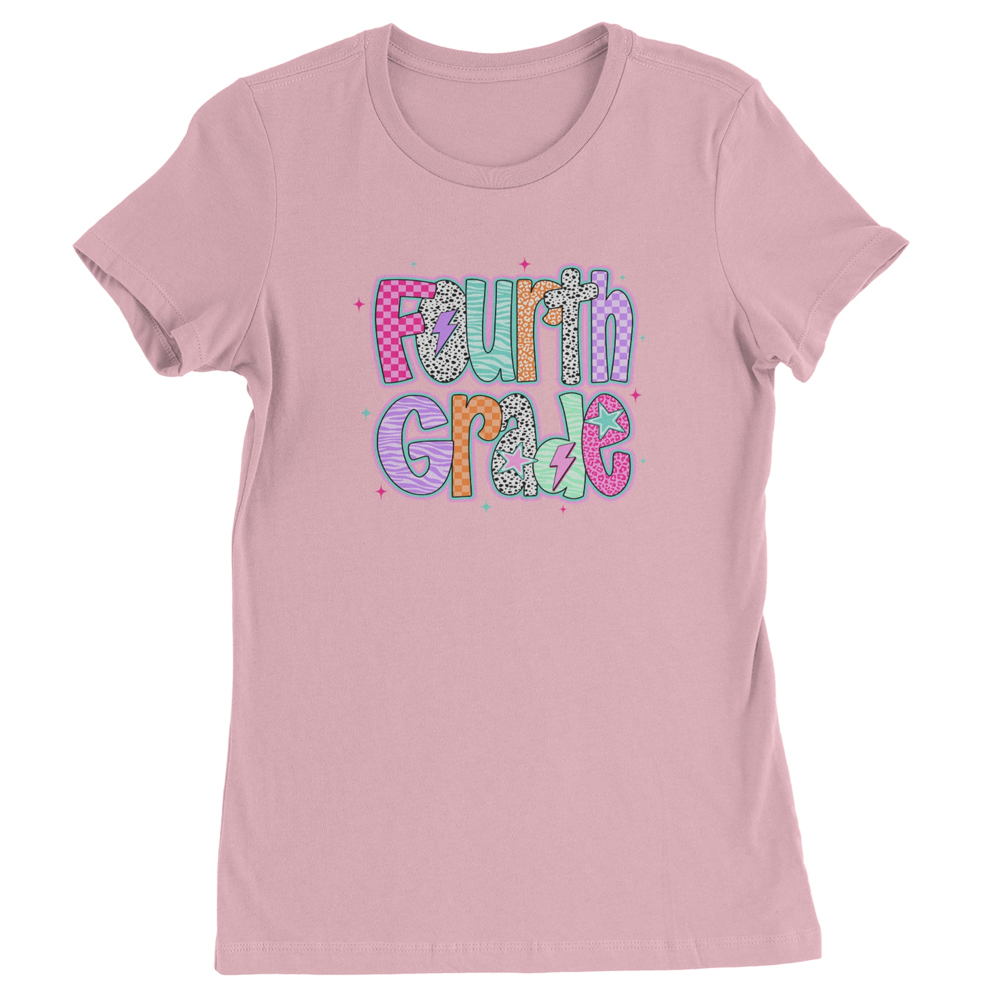 Fourth Grade Fierce Colorful Back to School Womens T-shirt Light Pink