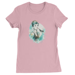 Mrs. Herpburn Iconic Watercolors Womens T-shirt Light Pink