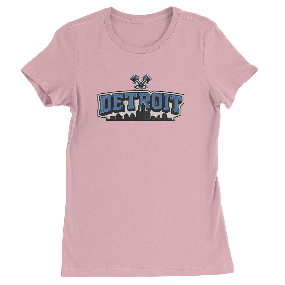 Detroit Motor City Retro Piston Womens T-shirt Light Pink