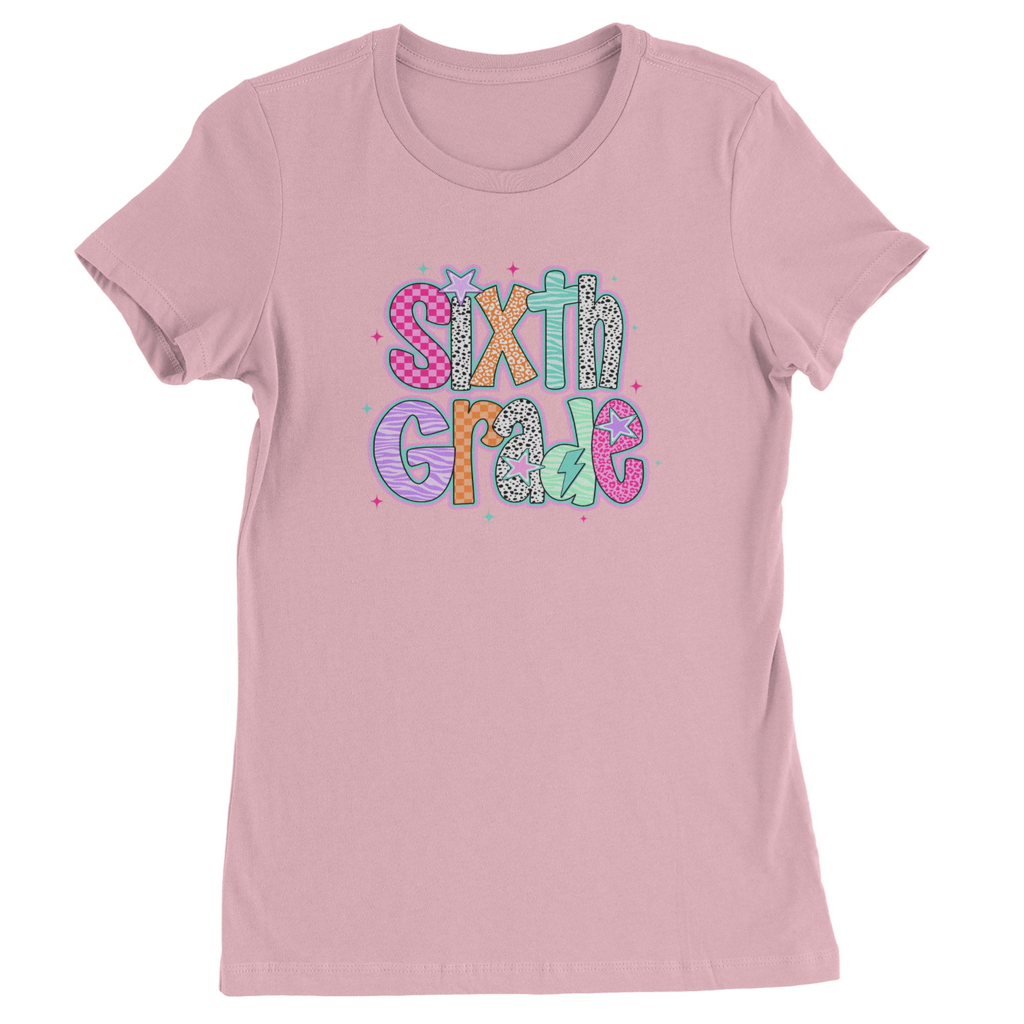 Sixth Grade Colorful Back to School Womens T-shirt Light Pink