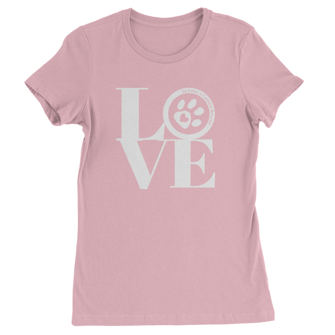 TLC LOVE Dog Rescue Womens T-shirt Light Pink