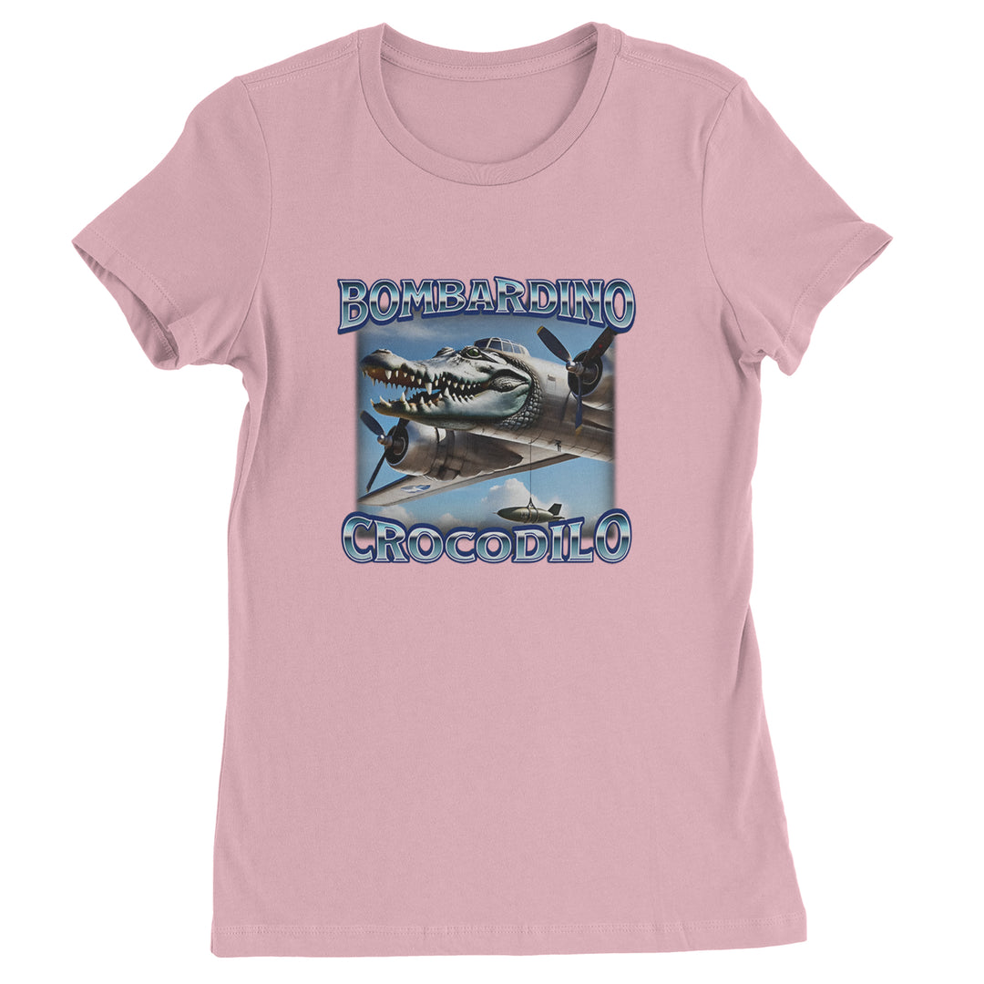 Bombardino Crocodilo Brainrot Womens T-shirt Light Pink