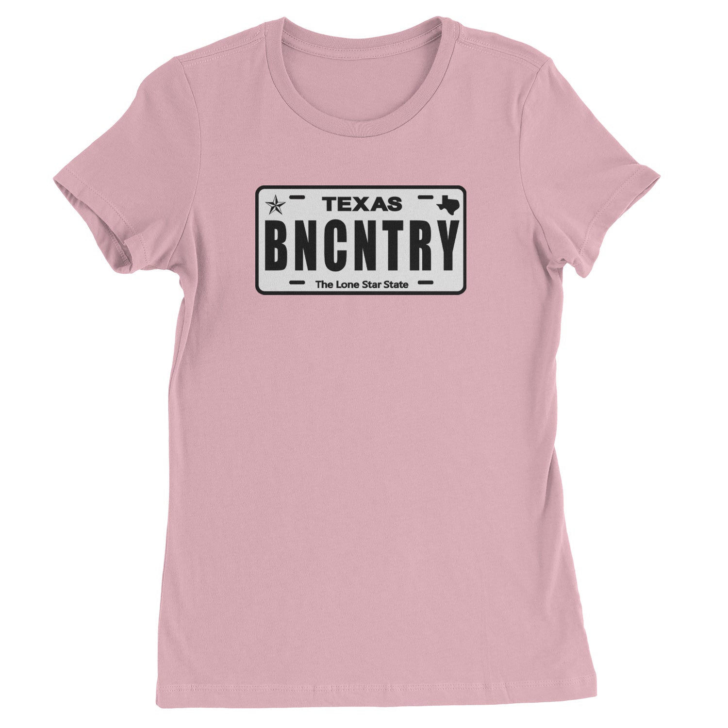 Texas License Plate BNCNTRY  Womens T-shirt Light Pink