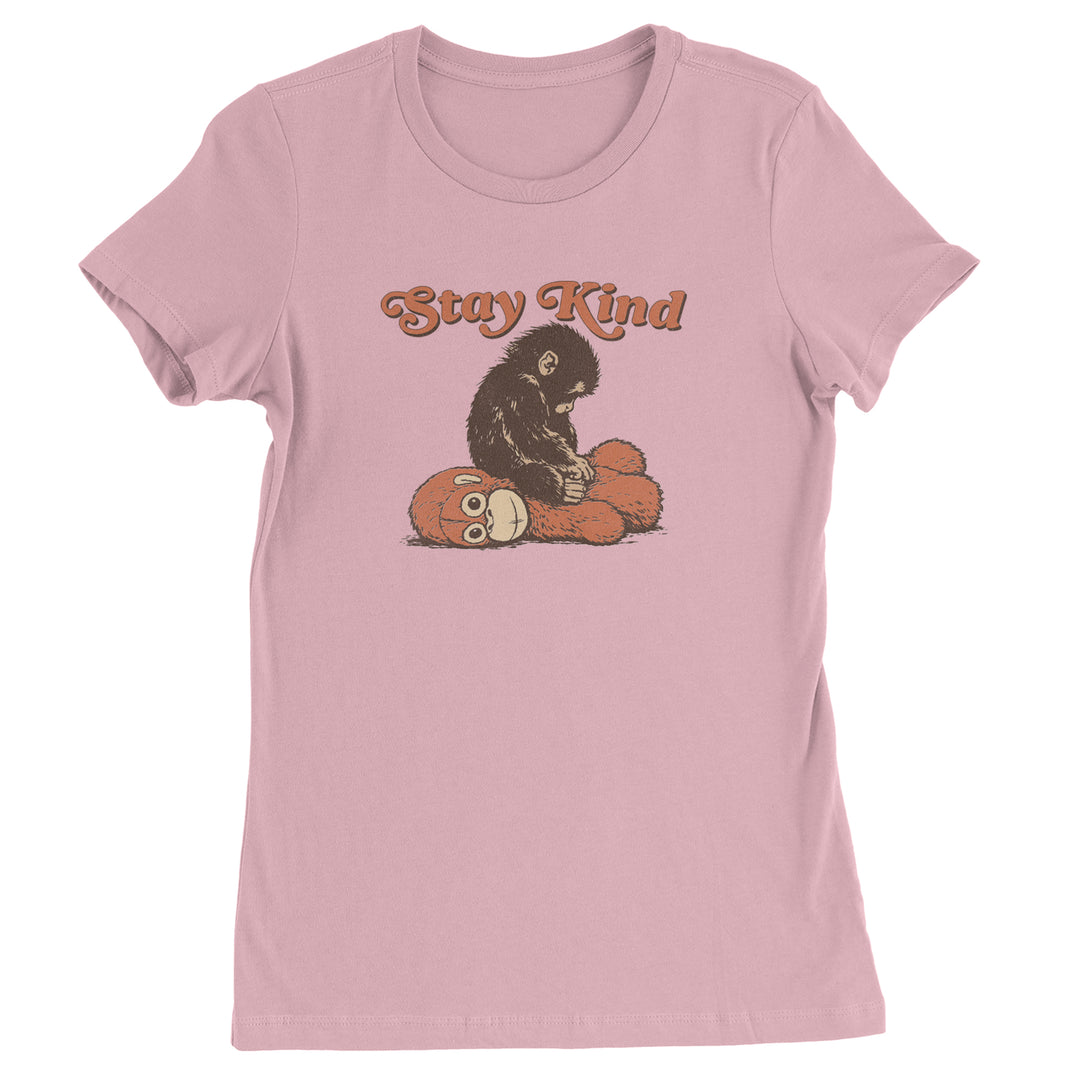Punch Stay Kind Macaque Womens T-shirt Light Pink