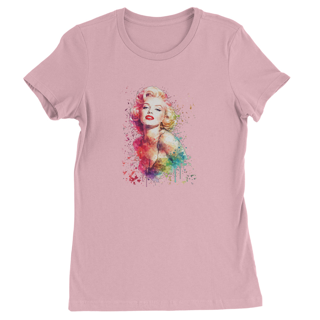 Mrs. Monroe Watercolors Bombshell Womens T-shirt Light Pink
