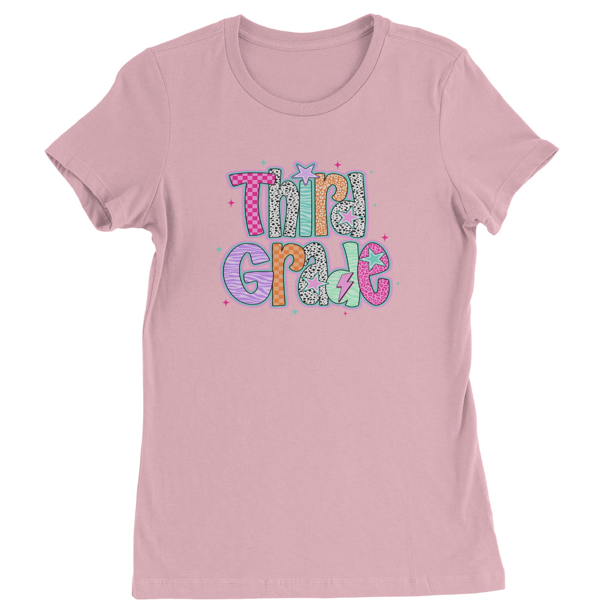 Third Grade Thunder Colorful Back to School Womens T-shirt Light Pink