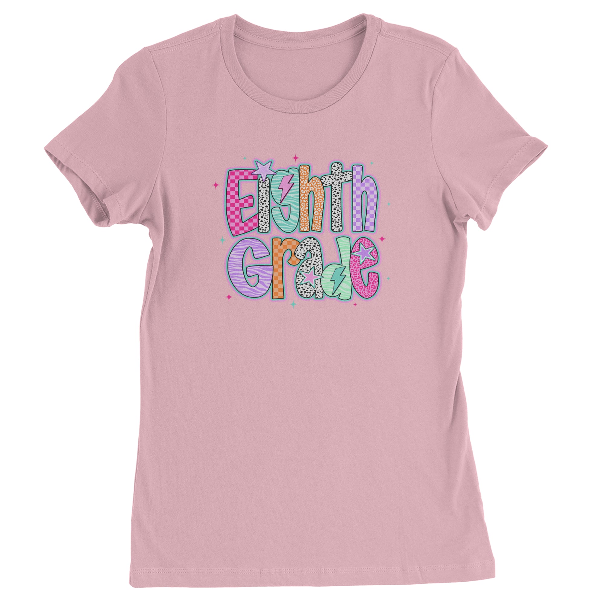Eighth Grade Energy Colorful Back to School Womens T-shirt Light Pink