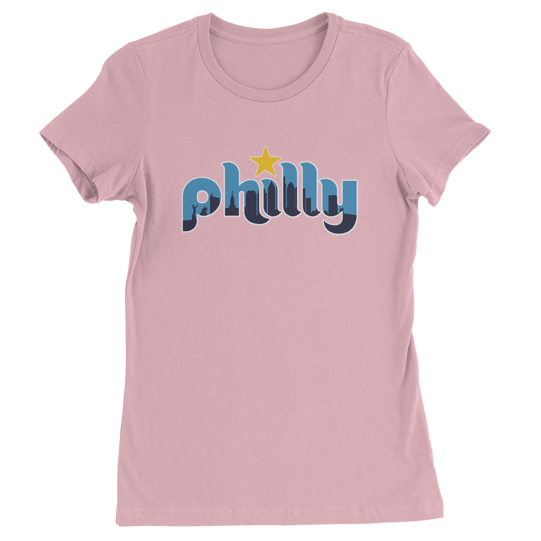 Skyline Philly Philadelphia Womens T-shirt Light Pink