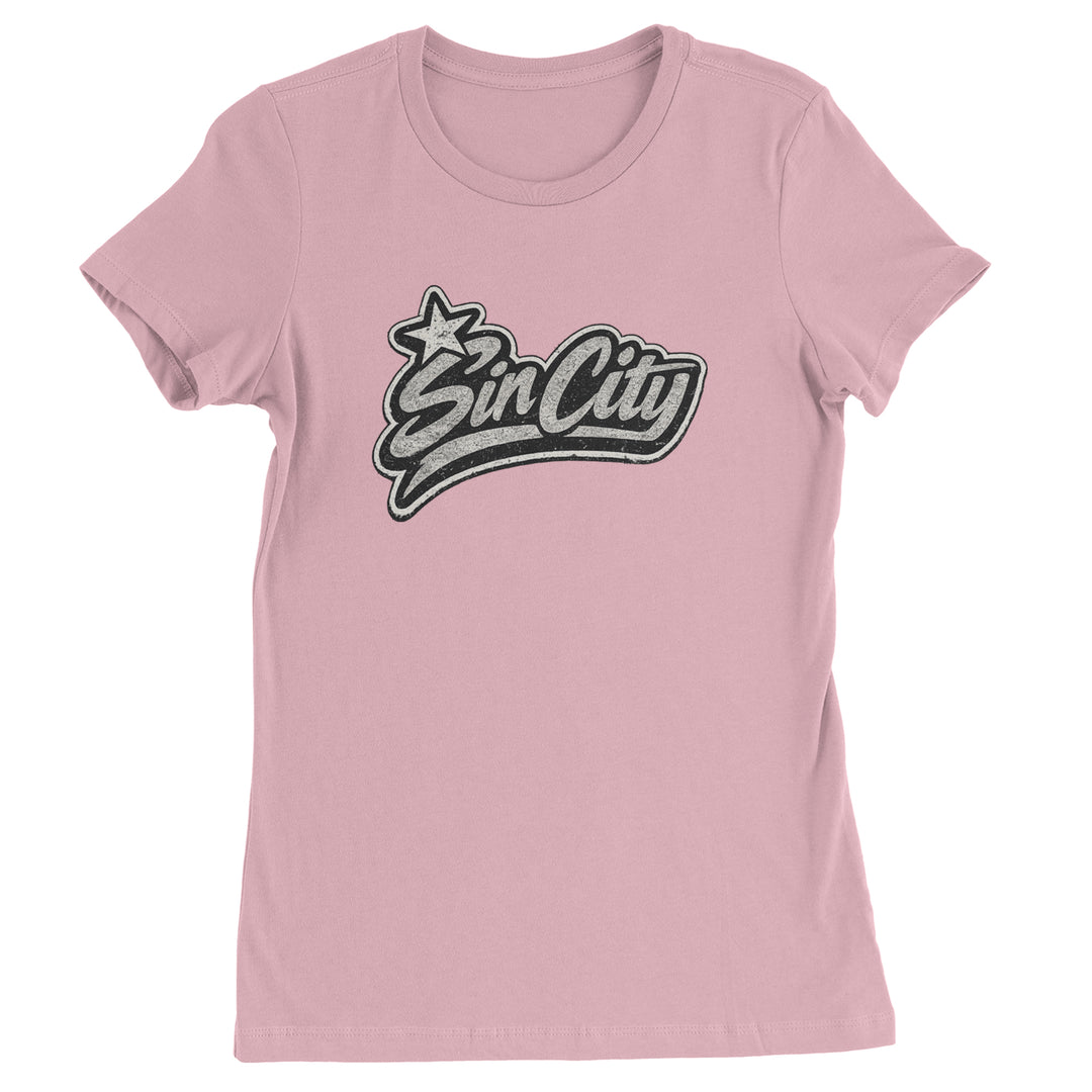 Sin City Vegas Retro Vintage graphic on Women's Heavyweight Cotton T-Shirt in Light Pink