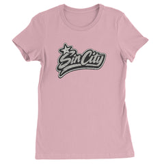 Sin City Vegas Retro Vintage graphic on Women's Heavyweight Cotton T-Shirt in Light Pink