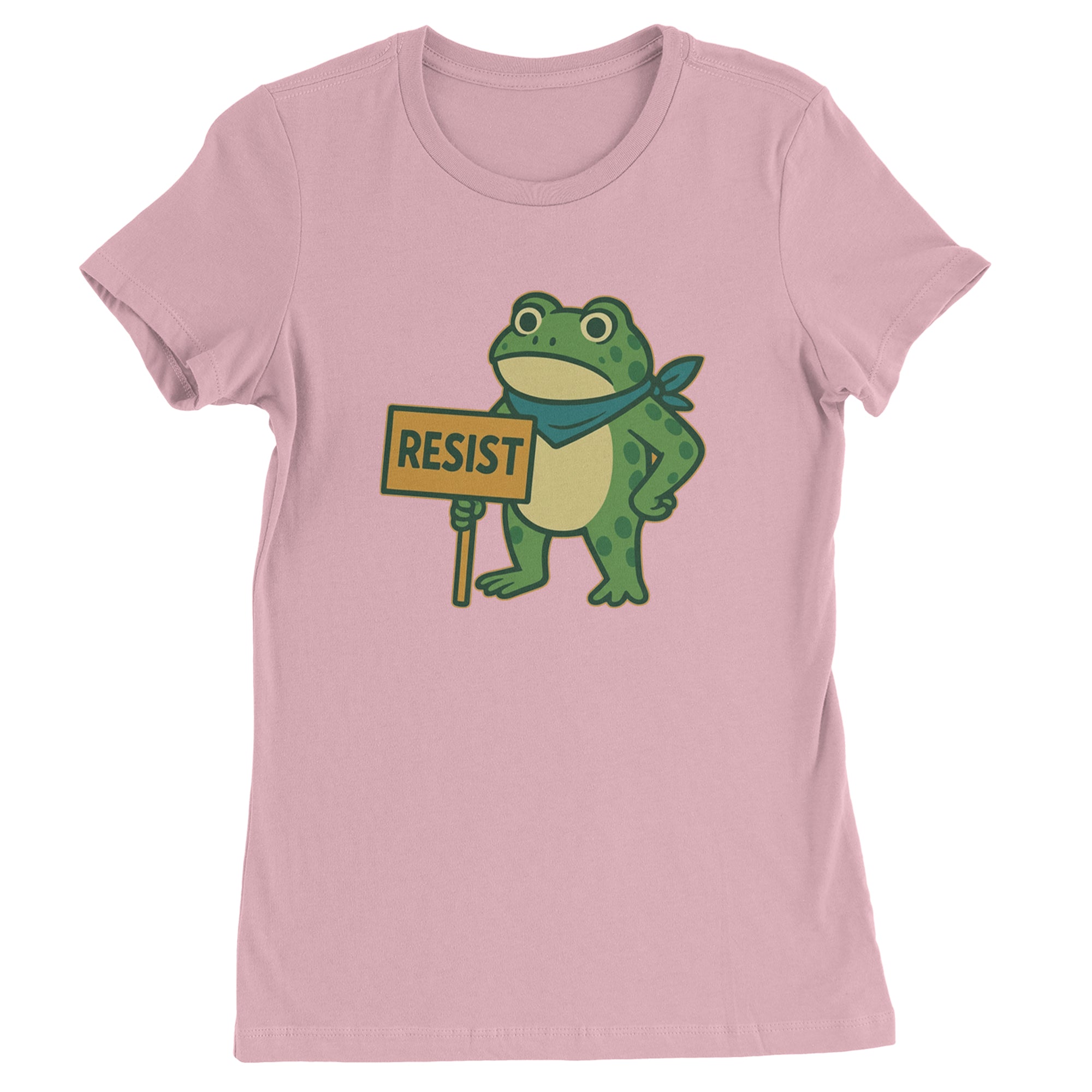Sign Resist Meme Frog Protest Womens T-shirt Light Pink