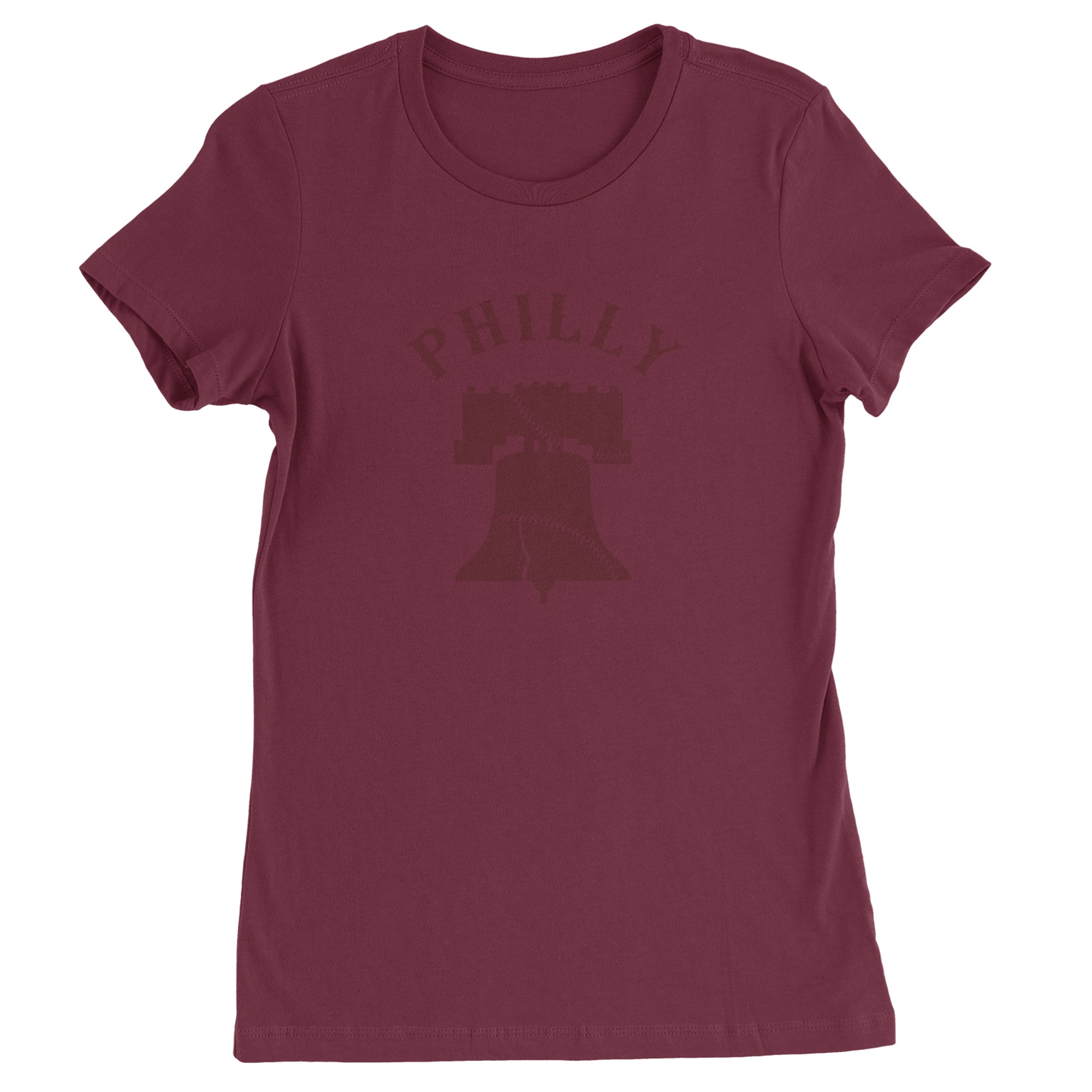 Philly Cracked Liberty Bell Womens T-shirt Maroon
