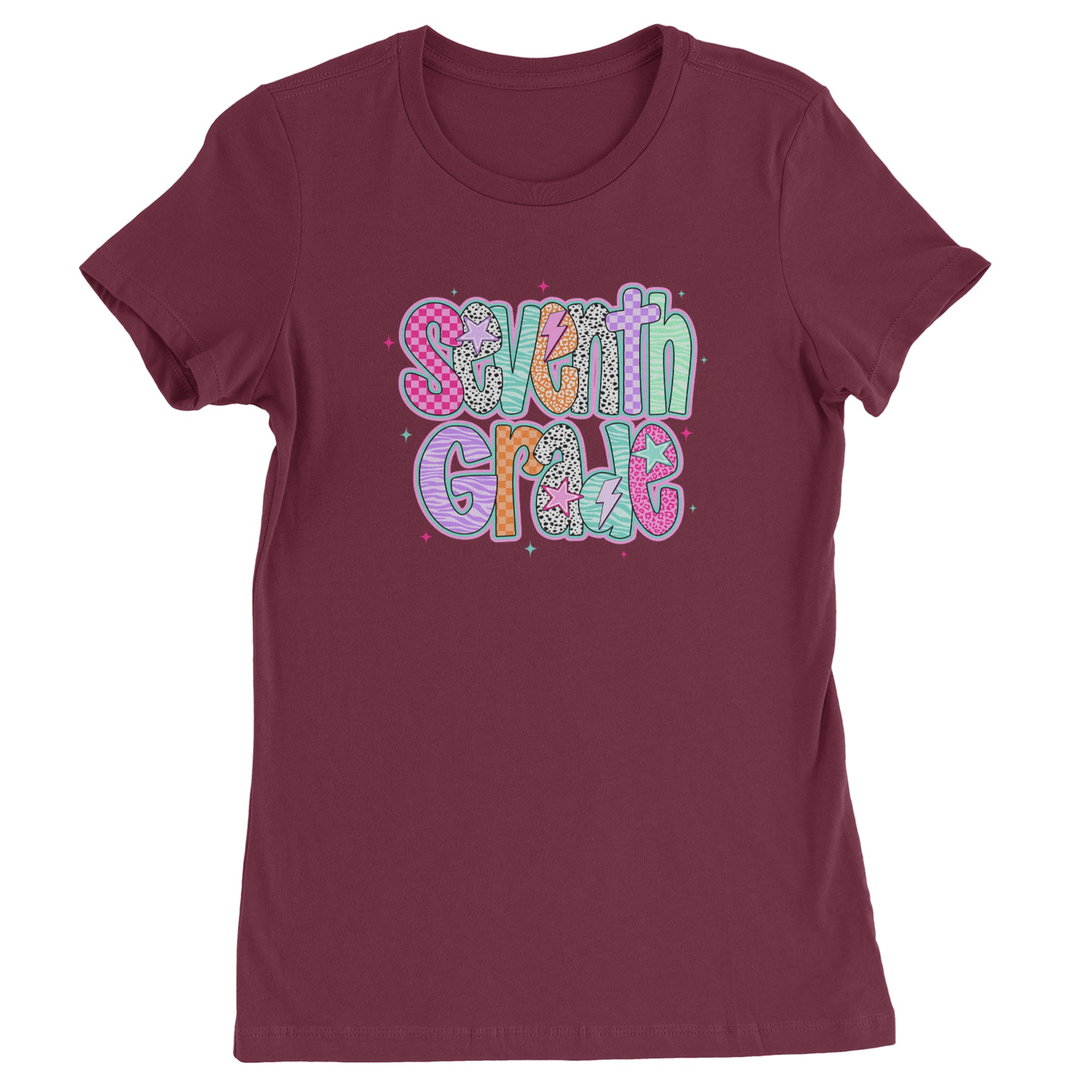 Seventh Grade Swagger Colorful Back to School Womens T-shirt Maroon