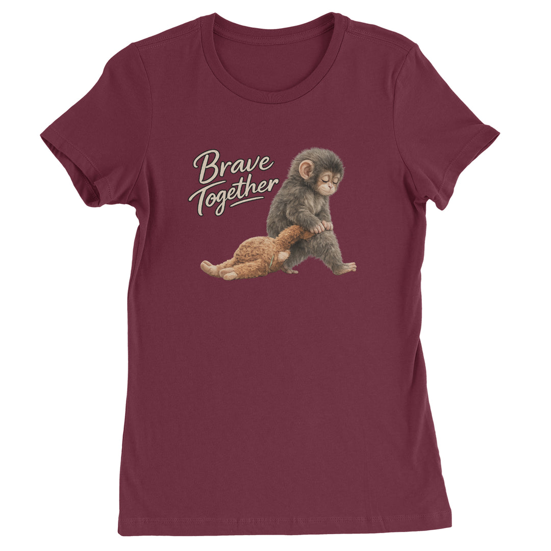 Punch Brave Together Stuffed Animal Womens T-shirt Maroon