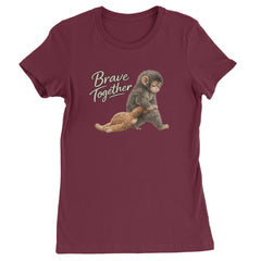 Punch Brave Together Stuffed Animal Womens T-shirt Maroon