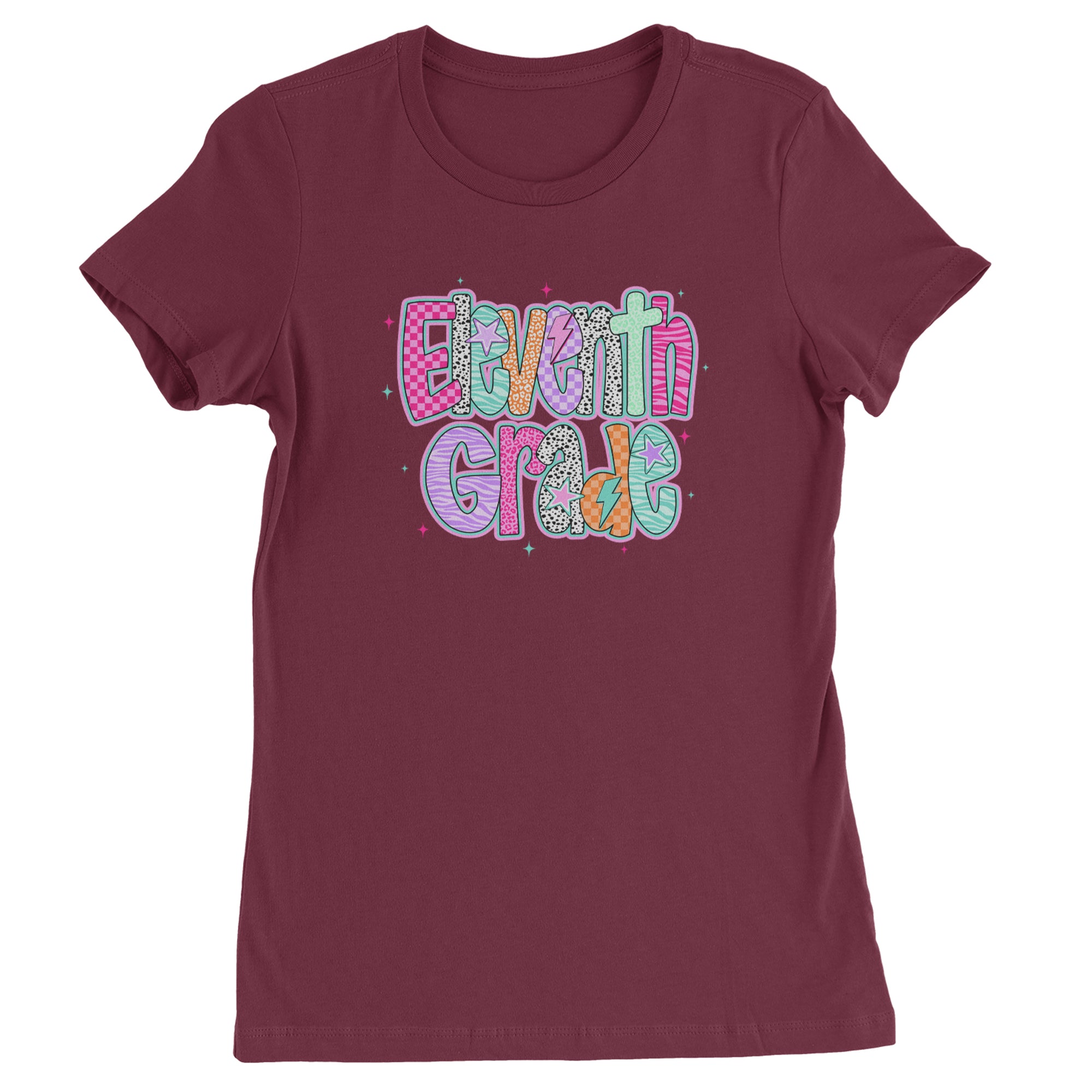 Eleventh Grade Extra Colorful Back to School Womens T-shirt Maroon