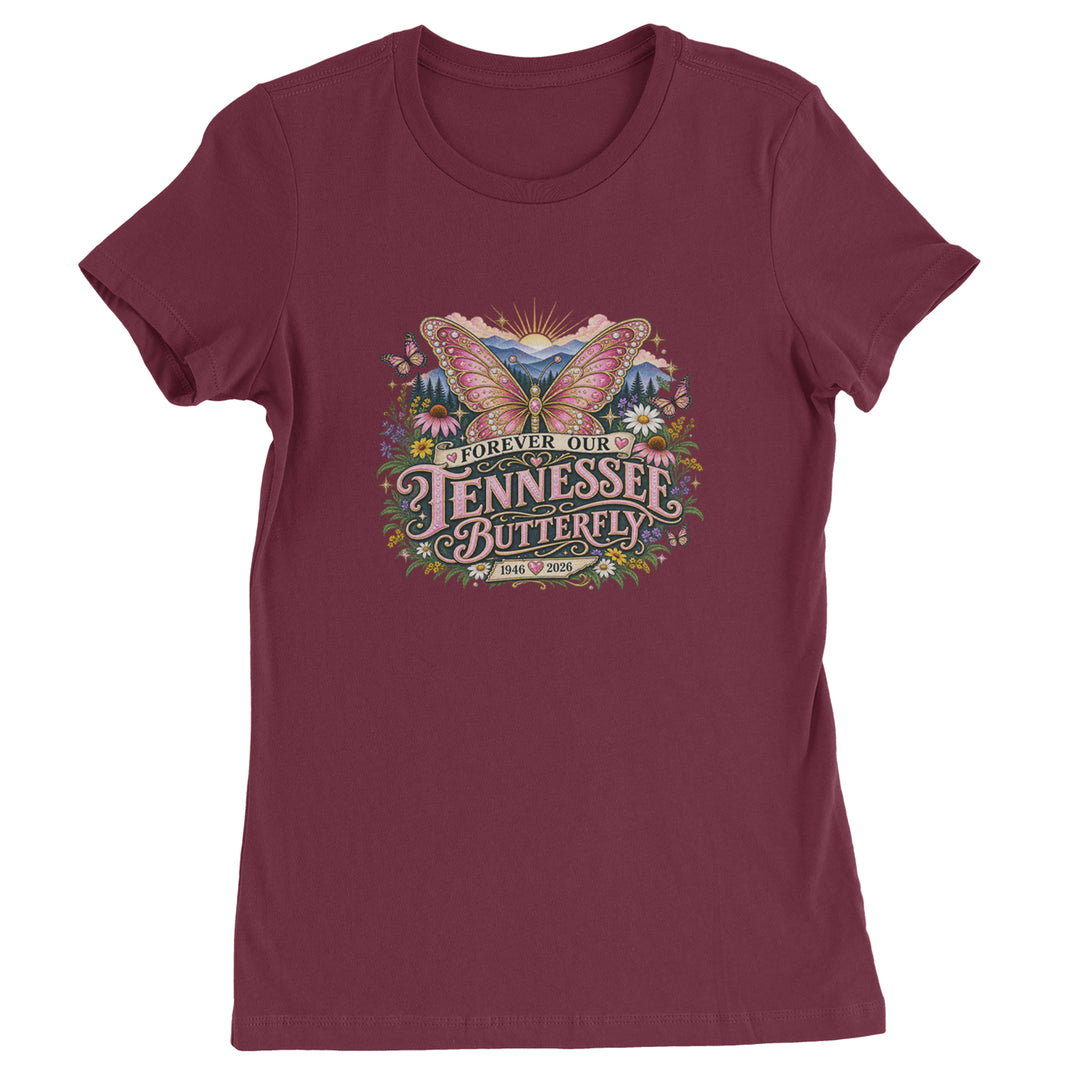 Forever Our Tennessee Butterfly Dolly Womens T-shirt Maroon
