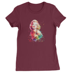 Mrs. Monroe Watercolors Bombshell Womens T-shirt Maroon