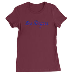 Los Doyers LA Baseball Womens T-shirt Maroon