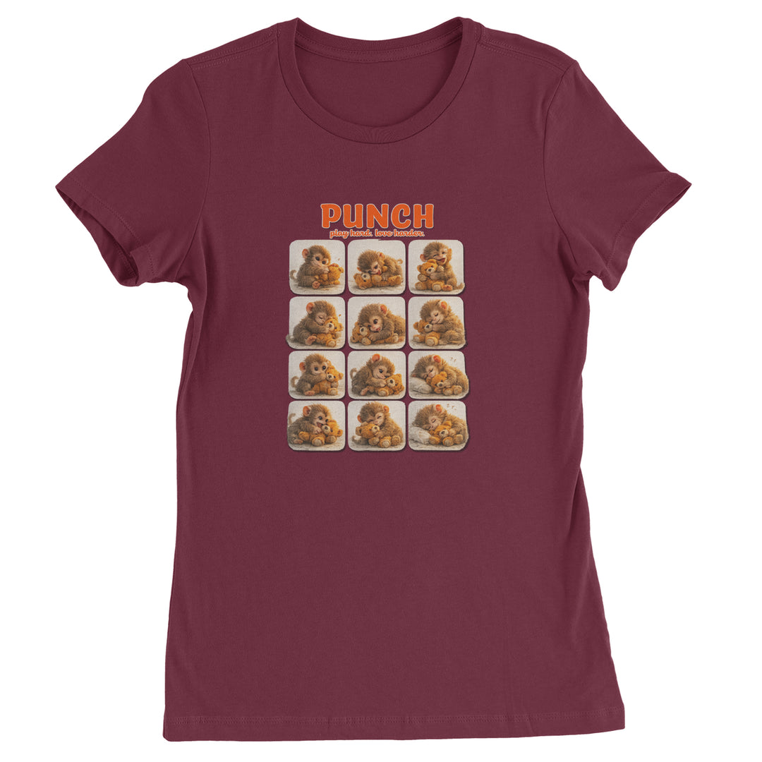 Punch Play Hard Love Harder Womens T-shirt Maroon