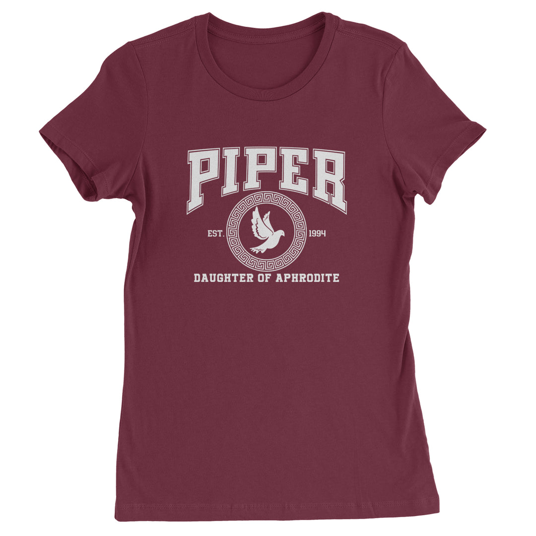 Piper Daughter of Aphrodite Rebel Heart Womens T-shirt Maroon