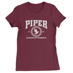 Piper Daughter of Aphrodite Rebel Heart Womens T-shirt Maroon