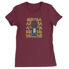 MUSTARD! Not Like Us Tv Off graphic on Women's Heavyweight Cotton T-Shirt in Maroon