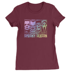 Spooky Season Horror Icons Halloween Womens T-shirt Maroon
