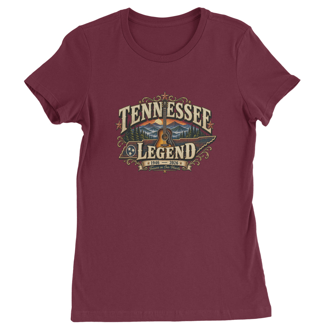 Tennessee Legend Country Music Dolly Womens T-shirt Maroon