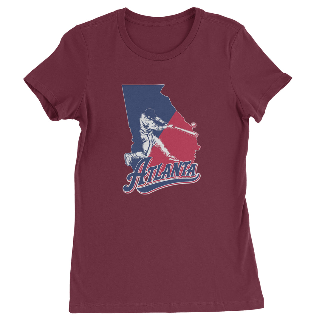 Atlanta Georgia Batter Up Womens T-shirt Maroon