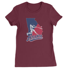 Atlanta Georgia Batter Up Womens T-shirt Maroon