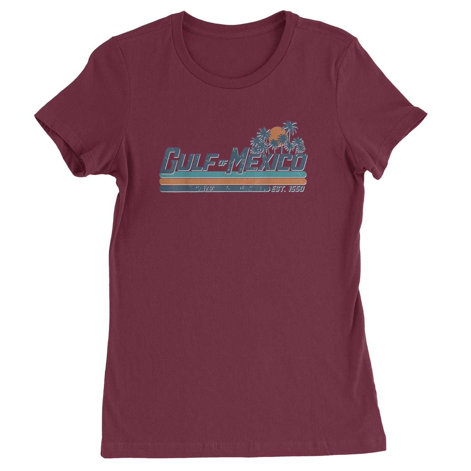 Gulf Of Mexico Established Year 1550 Womens T-shirt Maroon