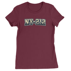 New York City 212 Area Code Skyline  Womens T-shirt Maroon