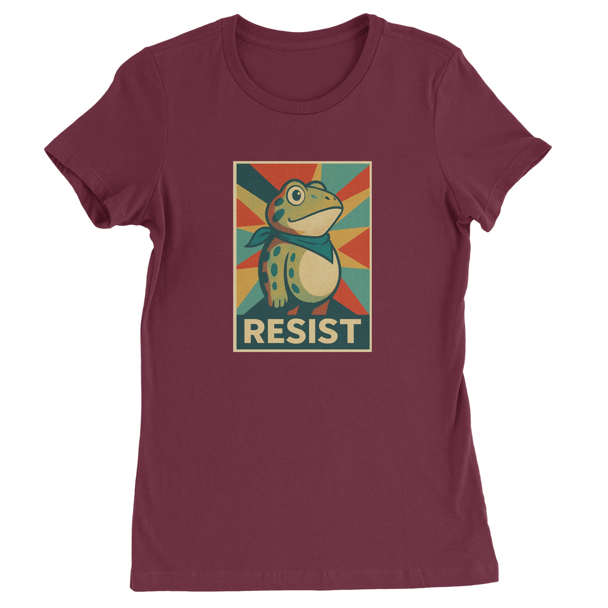 Resist Portland Protest Frog Womens T-shirt Maroon