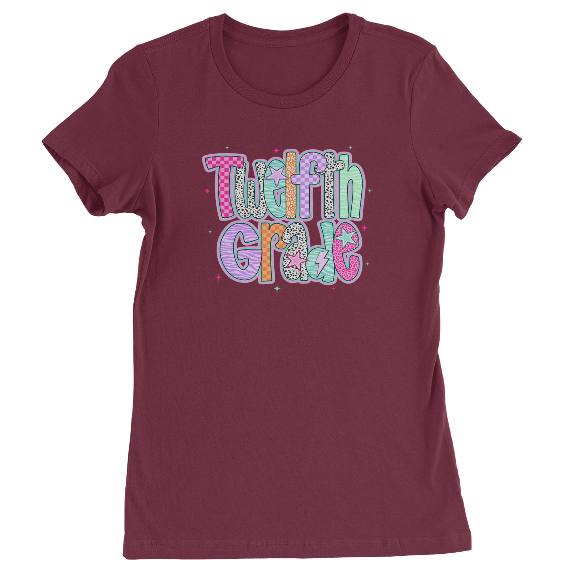 Senior Year Colorful Back to School Womens T-shirt Maroon
