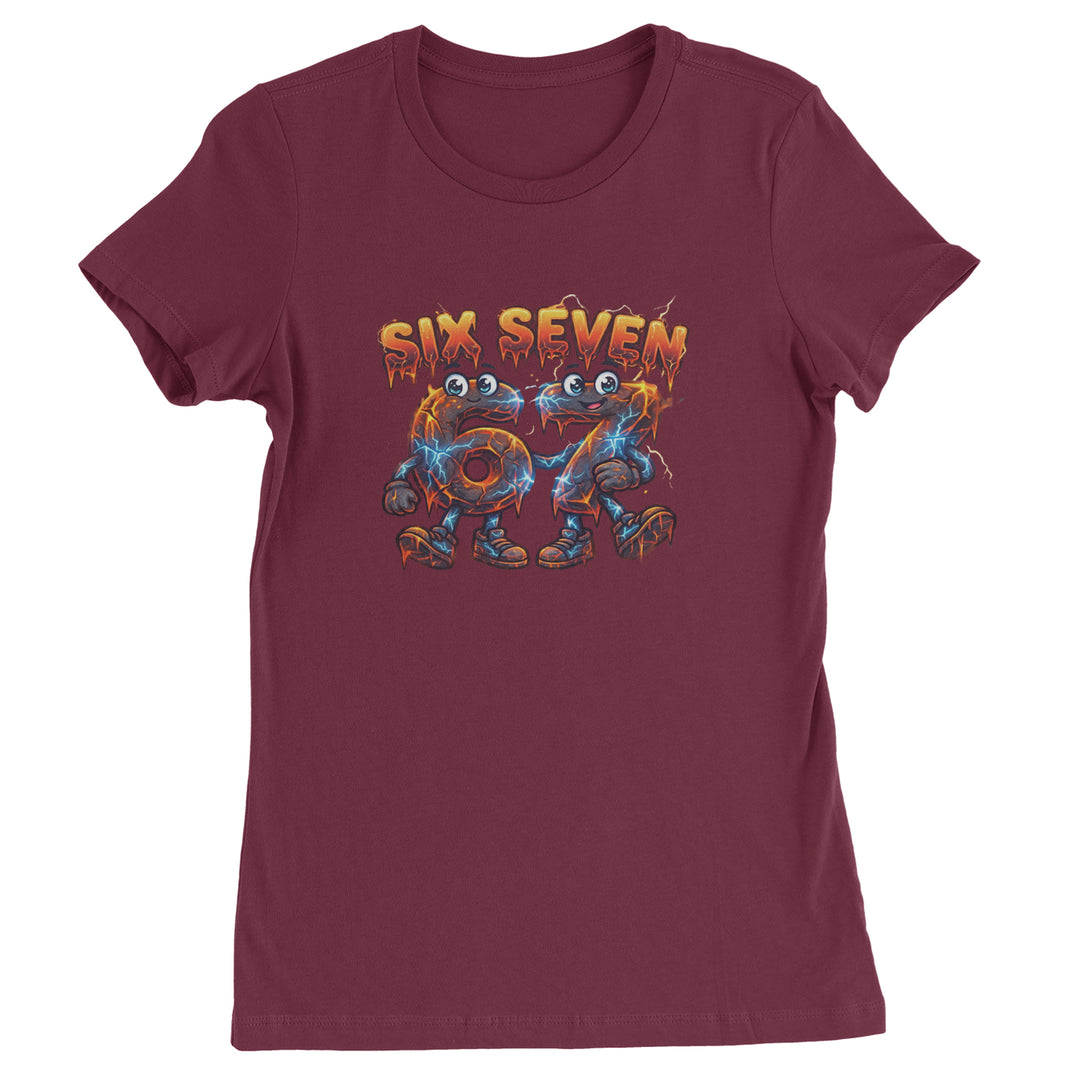 67 Lava Lightning Six Seven Meme Womens T-shirt Maroon