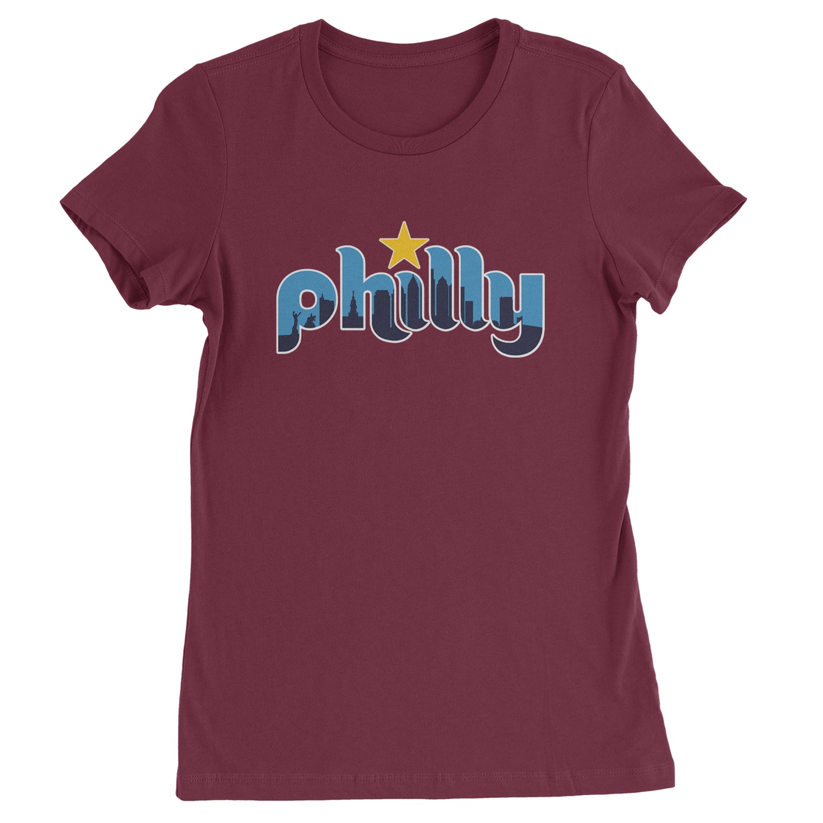 Skyline Philly Philadelphia Womens T-shirt Maroon