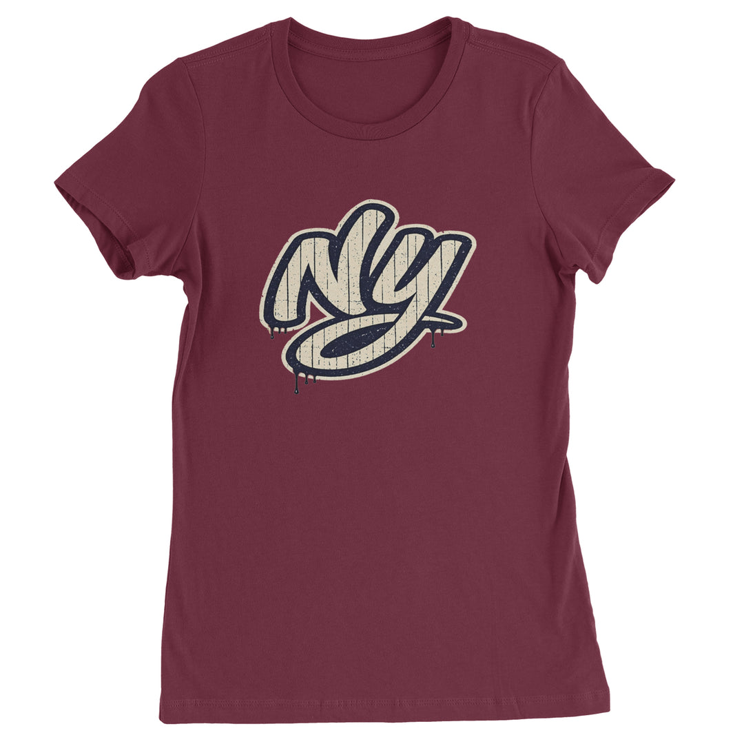 NYC New York City Grunge Street Womens T-shirt Maroon