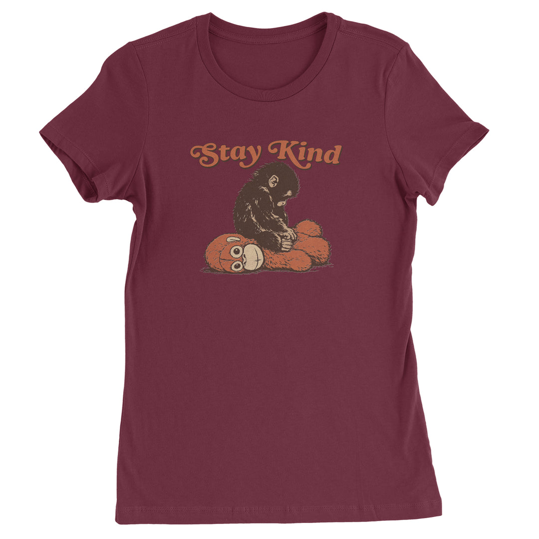 Punch Stay Kind Macaque Womens T-shirt Maroon
