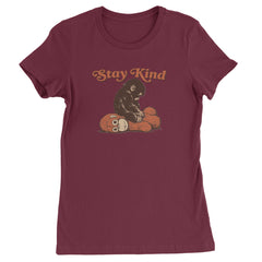 Punch Stay Kind Macaque Womens T-shirt Maroon